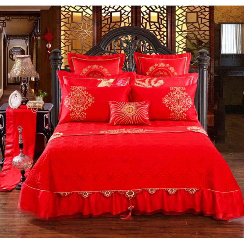 龙凤呈祥,喜结连理——棒佳家纺婚庆十件套全棉贡缎床上用品评测